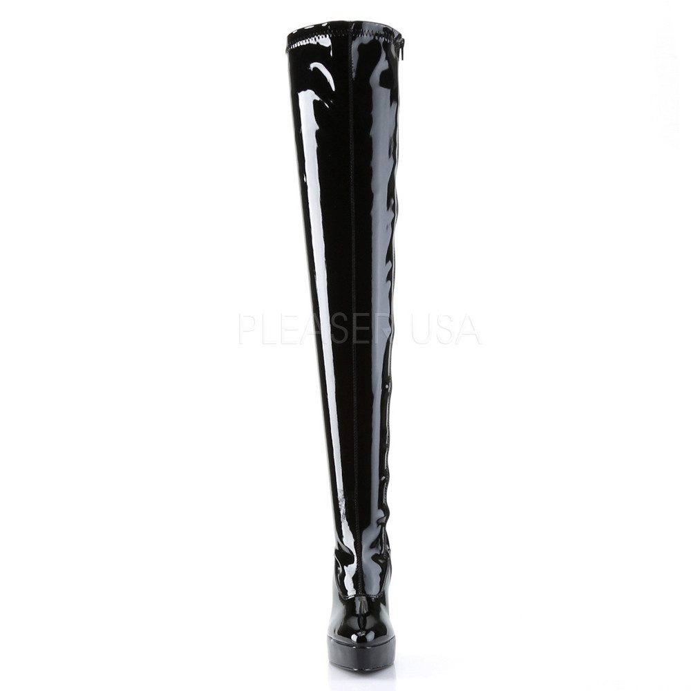 Pleaser - INDULGE-3063 Bottes cuissardes à plateforme - Noir